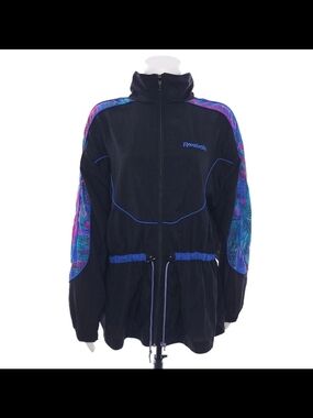Reebok Vintage Women's Nylon Full Zip Hooded Jacket Size M Multicolor